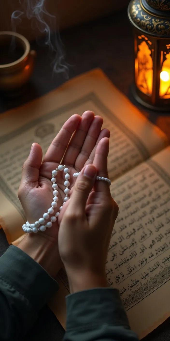 A closeup of hands raised in supplication with a s__18102